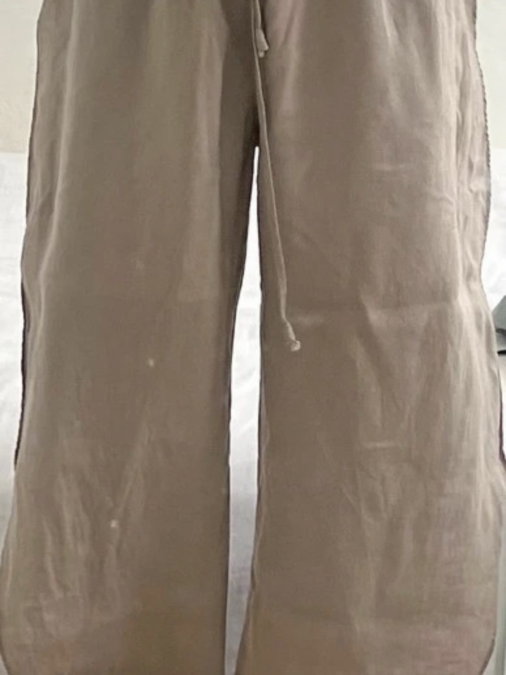 Zara taupe 100% linen pants with side slit